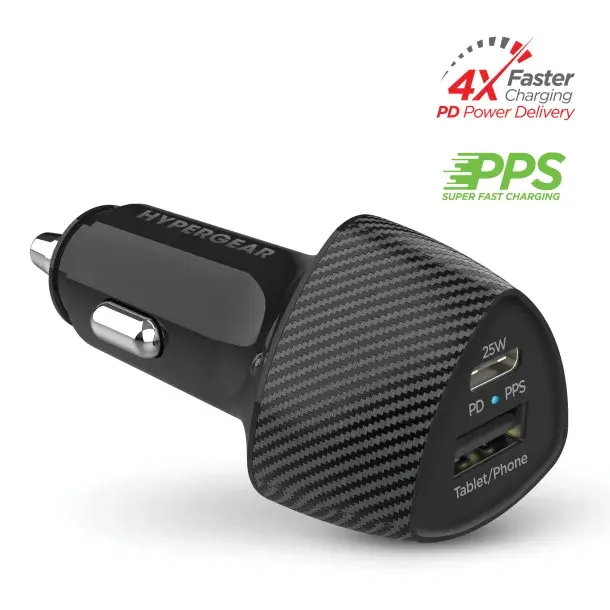 HyperGear® SpeedBoost 25-Watt PD 12-Watt USB-A Dual-Output Car Charger