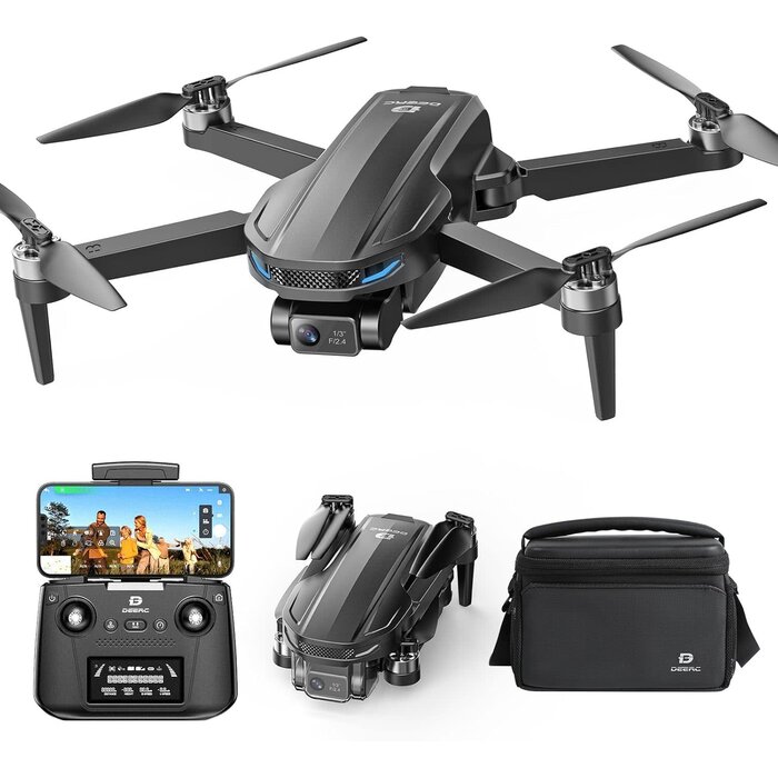 D65 - DEERC D65 4K Camera Drone for Adults, 2-Axis Gimbal & EIS, Under 249g Foldable Brushless Quadcopter with Follow Me, Waypoint, Orbit, Auto Return