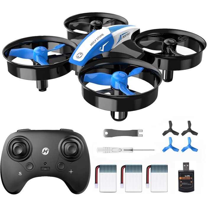 HS210-BLUE - Holy Stone Mini Drone for Kids and Beginners RC Nano Quadcopter Indoor Small Helicopter Plane with Auto Hovering, 3D Flips, Headless Mode and 3 Batteries, Great Gift Toy for Boys and Girls, HS210 Blue