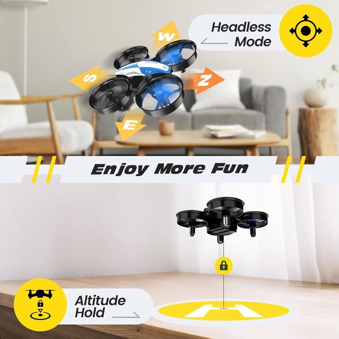 HS210-BLUE - Holy Stone Mini Drone for Kids and Beginners RC Nano Quadcopter Indoor Small Helicopter Plane with Auto Hovering, 3D Flips, Headless Mode and 3 Batteries, Great Gift Toy for Boys and Girls, HS210 Blue