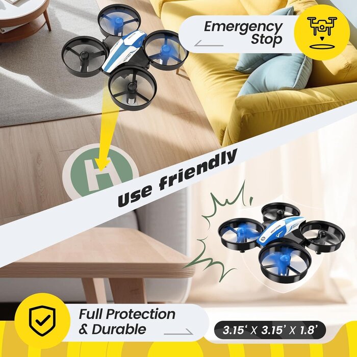 HS210-BLUE - Holy Stone Mini Drone for Kids and Beginners RC Nano Quadcopter Indoor Small Helicopter Plane with Auto Hovering, 3D Flips, Headless Mode and 3 Batteries, Great Gift Toy for Boys and Girls, HS210 Blue