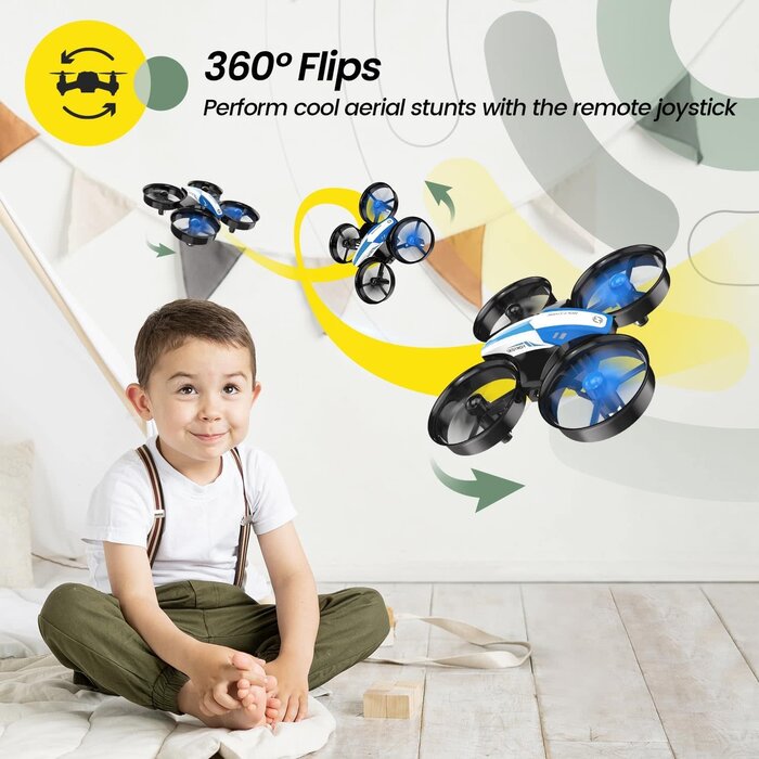 HS210-BLUE - Holy Stone Mini Drone for Kids and Beginners RC Nano Quadcopter Indoor Small Helicopter Plane with Auto Hovering, 3D Flips, Headless Mode and 3 Batteries, Great Gift Toy for Boys and Girls, HS210 Blue