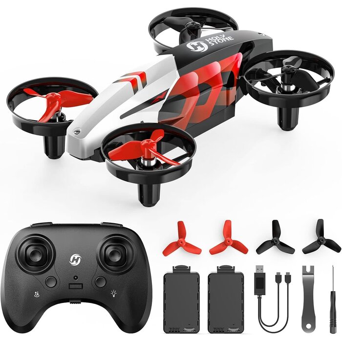 HS210T-RED - Holy Stone HS210T Drones for kids 8-12, 2 IN 1 kid drone with fly and land modes, Four Posture Deformations indoor mini Quadcopter, 8 LED lights, Auto Hovering, Red