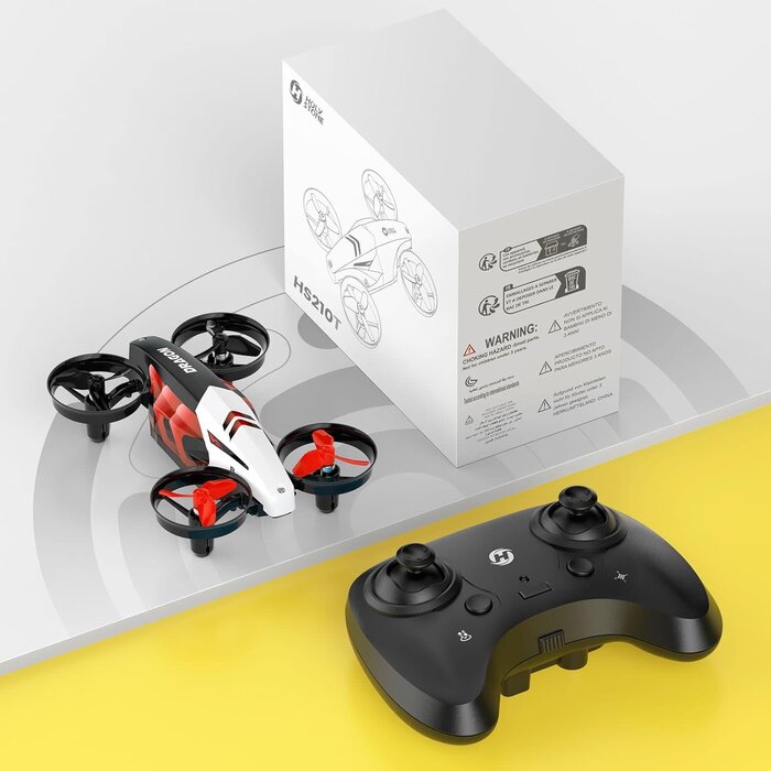 HS210T-RED - Holy Stone HS210T Drones for kids 8-12, 2 IN 1 kid drone with fly and land modes, Four Posture Deformations indoor mini Quadcopter, 8 LED lights, Auto Hovering, Red