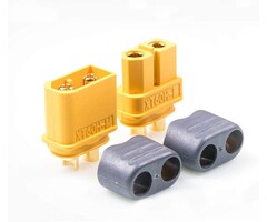 XT60H-PAIR - FymuSing XT60H Male/Female Pair Bullet Connectors Power Plugs with Sheath for Lipo Battery RC Planes Cars