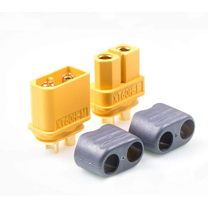 XT60H-PAIR - FymuSing XT60H Male/Female Pair Bullet Connectors Power Plugs with Sheath for Lipo Battery RC Planes Cars