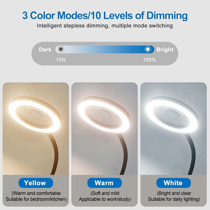 LED 3X Magnifier, Flexible Gooseneck Magnifier Lamp Strong Magnet Base, Can Be Positioned to Hold The Magnifier Where You Want Hands Free