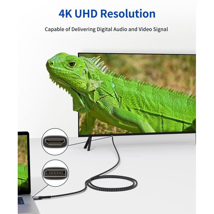 DP2HDMI-10FT - JSAUX 4K DisplayPort to HDMI Cable Adapter 10FT, DP to HDMI Male Video UHD 4K@30Hz/2K@60/1080P@120 Nylon DP to HDTV Uni-Directional Cord for Dell, Projector, Desktop, AMD, NVIDIA, Lenovo, HP, ThinkPad