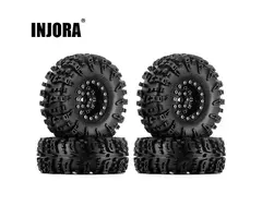 INJORA YQW-1305BK-1319_A - INJORA 1.3" 70x27mm Aluminum Wheels with Swamp Claw Tires for 1/18 1/24 RC Crawlers