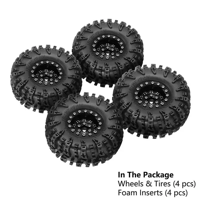 INJORA YQW-1305BK-1319_A - INJORA 1.3" 70x27mm Aluminum Wheels with Swamp Claw Tires for 1/18 1/24 RC Crawlers