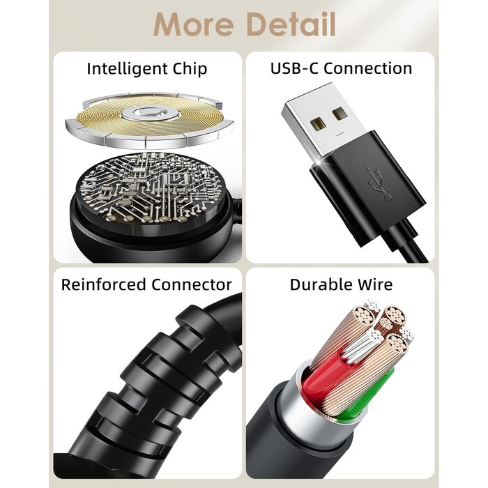 ATG009 - Autallgee Samsung Galaxy Watch Charger USB-A, Compatible with Watch 8/8 Classic/Ultra/7/6/6 Classic/5/5 Pro/4/4 Classic/3/Active/FE USB A Magnetic Fast Charging Dock Accessories 3.3FT