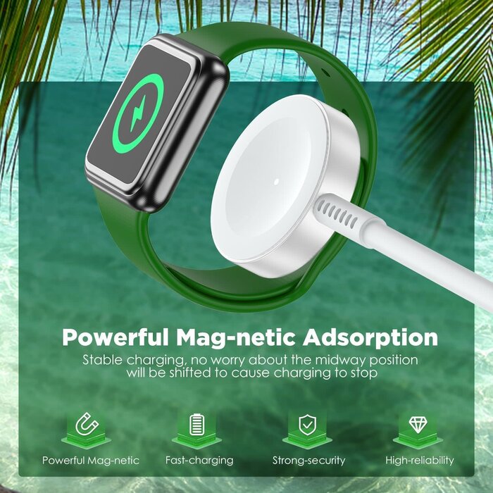 iW-3FT-W - Hzevn Apple Watch Charger Cable, 3FT USB-C to Magnetic Wireless Fast i-Watch Charging Cord [Portable], Compatible with iWatch Series Ultra10/9/8/7/6/SE/SE2/5/4/3/2 - White