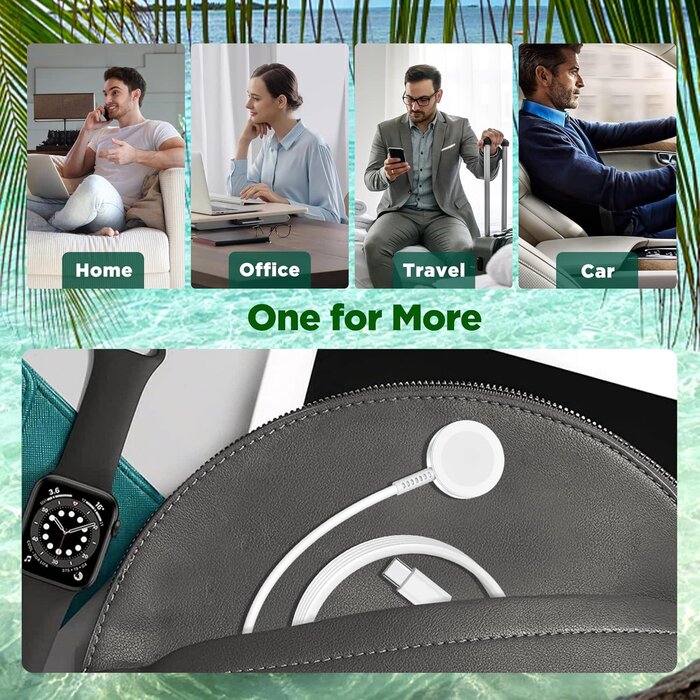 iW-3FT-W - Hzevn Apple Watch Charger Cable, 3FT USB-C to Magnetic Wireless Fast i-Watch Charging Cord [Portable], Compatible with iWatch Series Ultra10/9/8/7/6/SE/SE2/5/4/3/2 - White