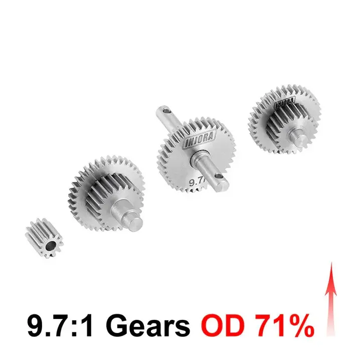 INJORA 4M-36OD - INJORA 9.7:1 71% Overdrive Stainless Steel Transmission Gear Set for 1/18 TRX-4M