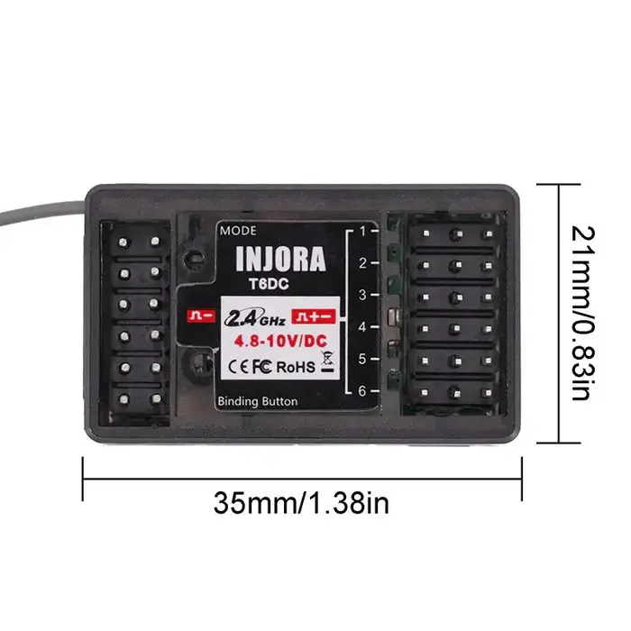 INJORA INT-T6M - INJORA T6M 6CH 2.4GHz Micro Transmitter with Receiver Radio Controller for 1/24 1/18 RC Car