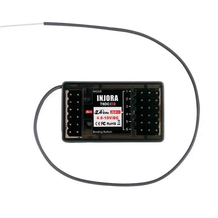 INJORA INT-T6FG - INJORA T6F 6CH T6DC+T6DCG with Gyro 2.4GHz RC Digital Transmitter with Receiver for RC Car Boat Tank, 1/8-1/10 Scale