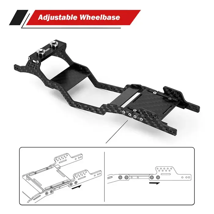 INJORA SCX24-182 - INJORA Universal LCG Carbon Fiber Chassis Frame Kit for 1/24 SCX24 Upgrade