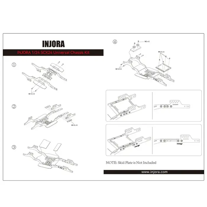INJORA SCX24-182 - INJORA Universal LCG Carbon Fiber Chassis Frame Kit for 1/24 SCX24 Upgrade