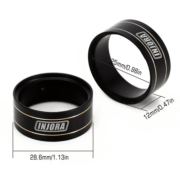 INJORA SCX24-138BK - INJORA SCX24 12g/pcs Brass Inner Clamp Rings for INJORA 1.0" Wheels & 1.0" Tires, Black