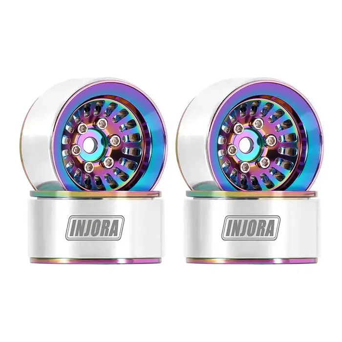 INJORA DGW-1055CL - INJORA Turbine 1.0" Aluminum Beadlock Wheels for 1/18 1/24 RC Crawler, Rainbow