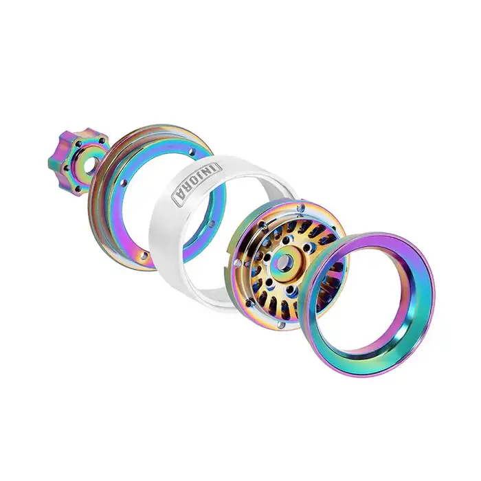 INJORA DGW-1055CL - INJORA Turbine 1.0" Aluminum Beadlock Wheels for 1/18 1/24 RC Crawler, Rainbow