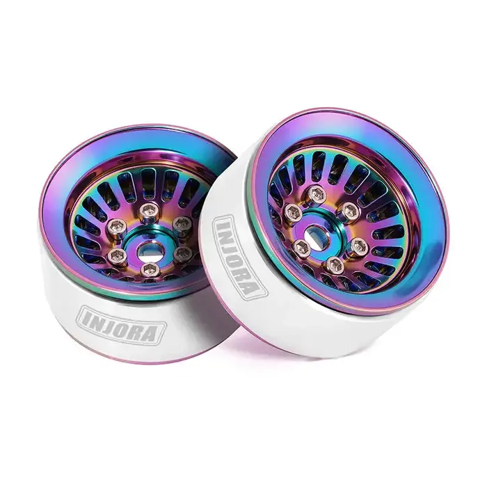 INJORA DGW-1055CL - INJORA Turbine 1.0" Aluminum Beadlock Wheels for 1/18 1/24 RC Crawler, Rainbow