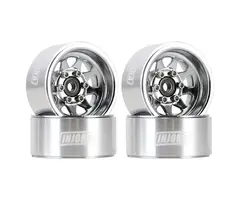 INJORA YQW-1004SR - INJORA 1.0" Negative Offset 3.78mm Deep Dish Stamped Steel Wheels for 1/18 1/24 RC Crawlers (4) Silver