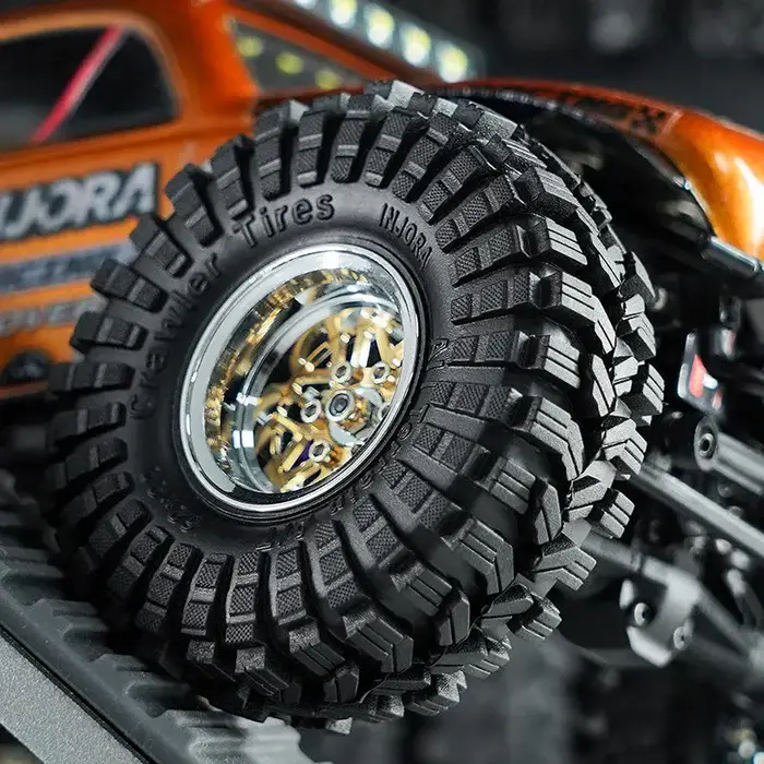 INJORA YQW-MW1014SR-1014 - INJORA 1.0" 62x22mm Offset -4.4mm Beadlock Wheels Tires Set for 1/18 1/24 RC Crawlers