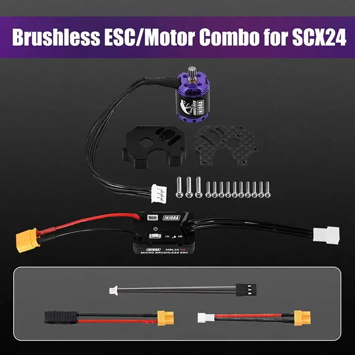 INJORA MBL32G2-INM19-SCX24 - INJORA MBL32 G2 Waterproof Brushless ESC & 1721 Purple Viper Motor for 1/24 SCX24