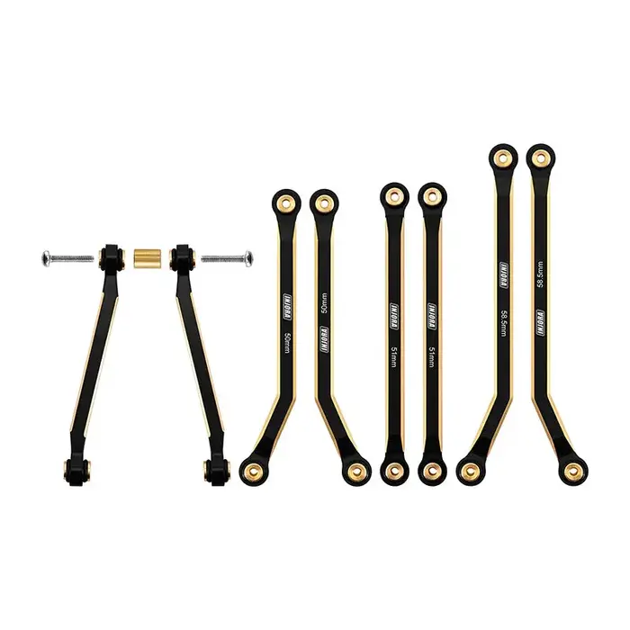 INJORA SCX24-126BR - INJORA 8PCS 37g Heavy Brass High Clearance Chassis 4 Links Set for SCX24 C10 JLU Bronco Base Camp 4Runner, Black
