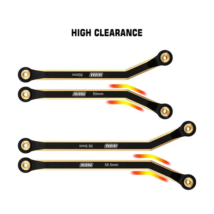 INJORA SCX24-126BR - INJORA 8PCS 37g Heavy Brass High Clearance Chassis 4 Links Set for SCX24 C10 JLU Bronco Base Camp 4Runner, Black