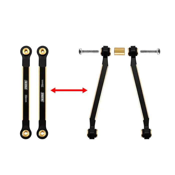 INJORA SCX24-126BR - INJORA 8PCS 37g Heavy Brass High Clearance Chassis 4 Links Set for SCX24 C10 JLU Bronco Base Camp 4Runner, Black