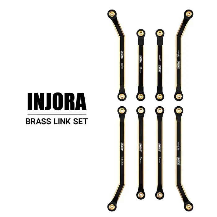 INJORA SCX24-126BR - INJORA 8PCS 37g Heavy Brass High Clearance Chassis 4 Links Set for SCX24 C10 JLU Bronco Base Camp 4Runner, Black