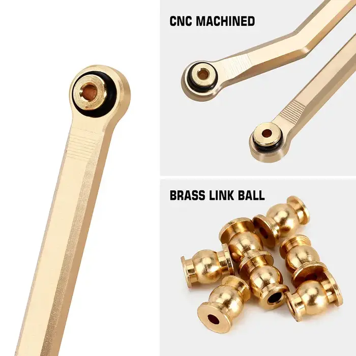 INJORA SCX24-126 - INJORA 8PCS 37g Heavy Brass High Clearance Chassis 4 Links Set for SCX24 C10 JLU Bronco Base Camp 4Runner