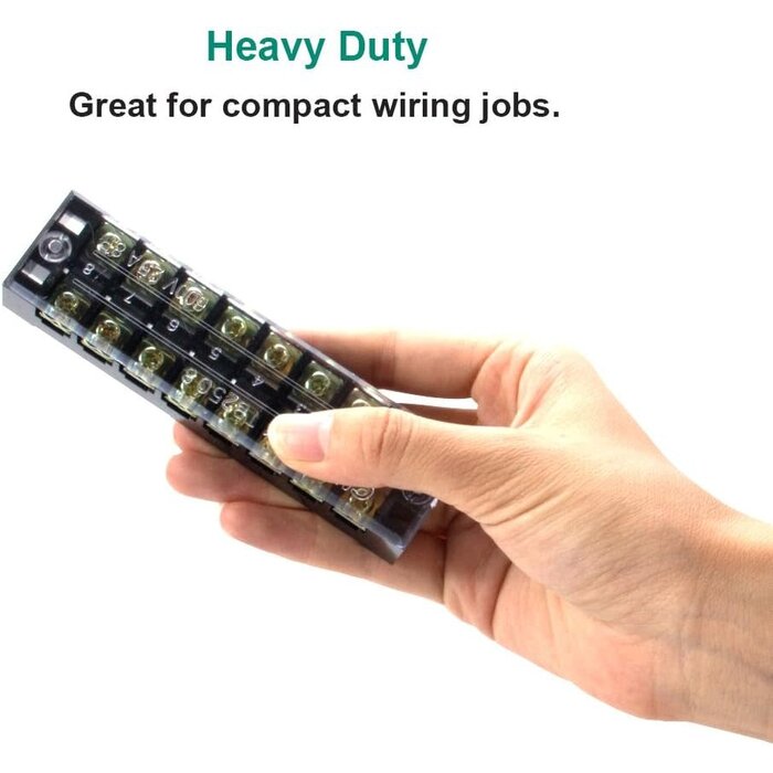 MILAPEAK - 8 Positions Dual Row 600V 25A Screw Terminal Strip Blocks with Cover + 400V 25A 8 Positions Pre-Insulated Terminals Barrier Strip