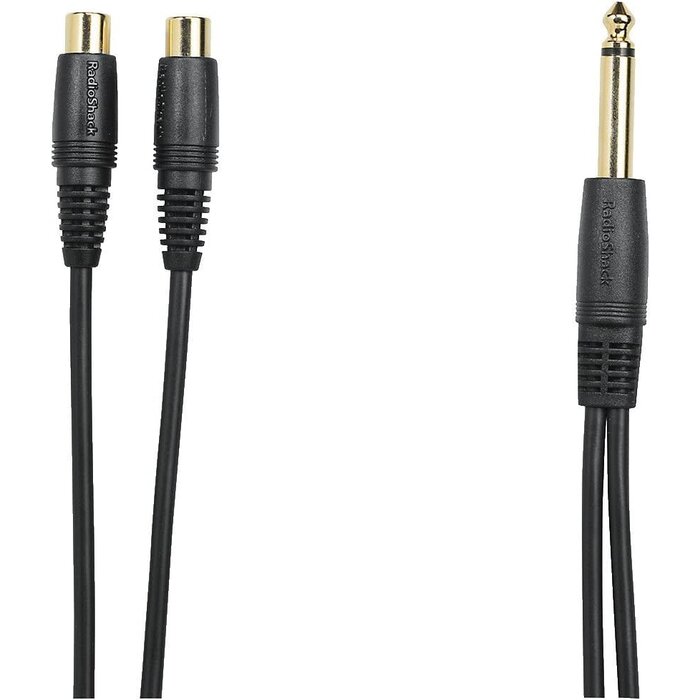 RadioShack 420-2545 - Radio Shack 9-Inch Y-Adapter Audio Cable, 1/4in (6.3mm) Mono Male to Dual RCA (Phono) Female