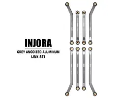 INJORA SCX24-71GL - INJORA 8PCS Aluminum High Clearance 4 Links Set for SCX24 C10 JLU Bronco Base Camp 4Runner, Gray