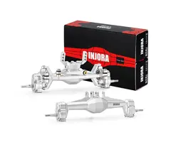 INJORA 4M-104SRFR - INJORA Front & Rear +5mm Diamond Portal Axles with Lay Down Servo Mount & Links for 1/18 TRX4M Upgrade, Silver