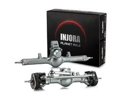 INJORA SCX24-190GLFR - INJORA Front & Rear +4mm Planet Axles with Double Joint Shafts & Brass Steering Knuckles for 1/24 Axial SCX24 Upgrade, Titanium