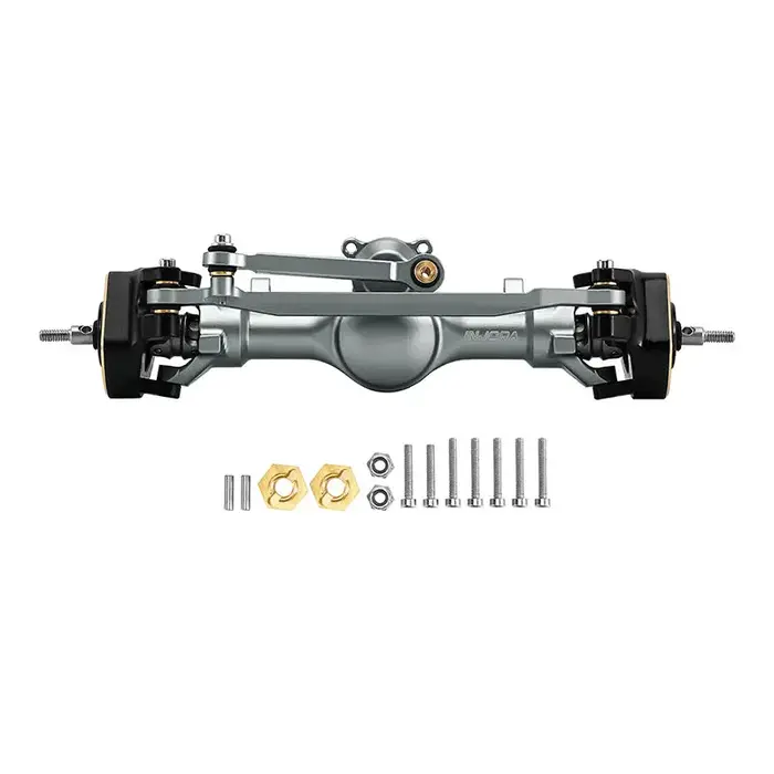 INJORA SCX24-190GLFR - INJORA Front & Rear +4mm Planet Axles with Double Joint Shafts & Brass Steering Knuckles for 1/24 Axial SCX24 Upgrade, Titanium