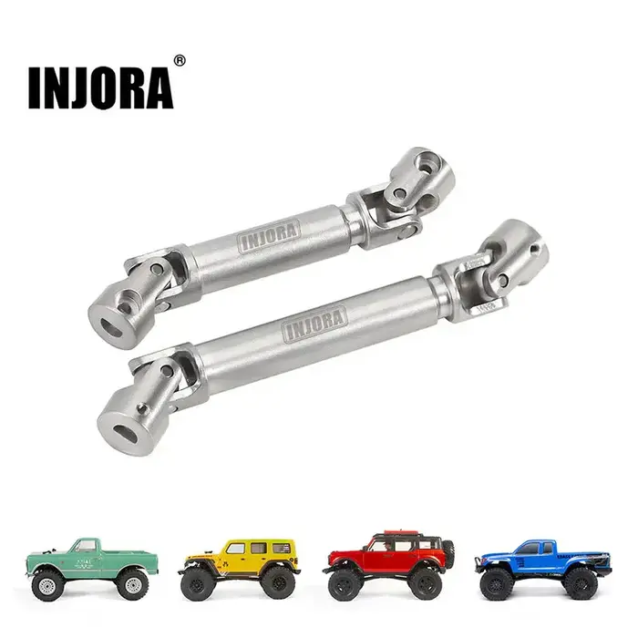 INJORA SCX24-151SR - INJORA Stainless Steel Drive Shafts with D Shaped Hole for SCX24 C10 JLU Bronco Base Camp 4Runner