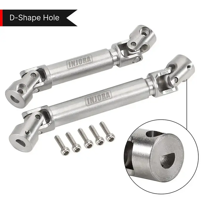 INJORA SCX24-151SR - INJORA Stainless Steel Drive Shafts with D Shaped Hole for SCX24 C10 JLU Bronco Base Camp 4Runner