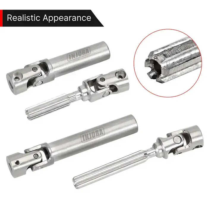 INJORA SCX24-151SR - INJORA Stainless Steel Drive Shafts with D Shaped Hole for SCX24 C10 JLU Bronco Base Camp 4Runner