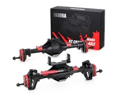INJORA YQCQ-04BK - INJORA Front & Rear Metal Portal Axles for SCX10 & SCX10 II, Black