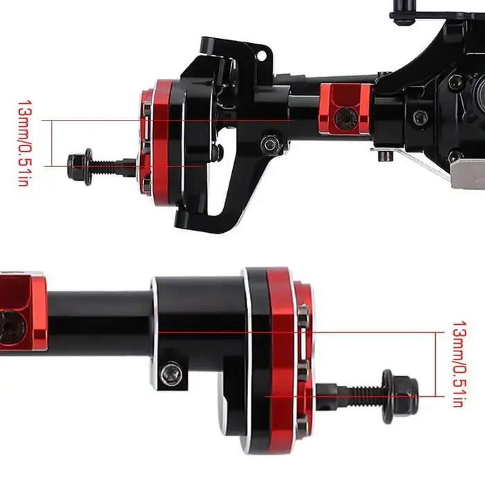 INJORA YQCQ-04BK - INJORA Front & Rear Metal Portal Axles for SCX10 & SCX10 II, Black