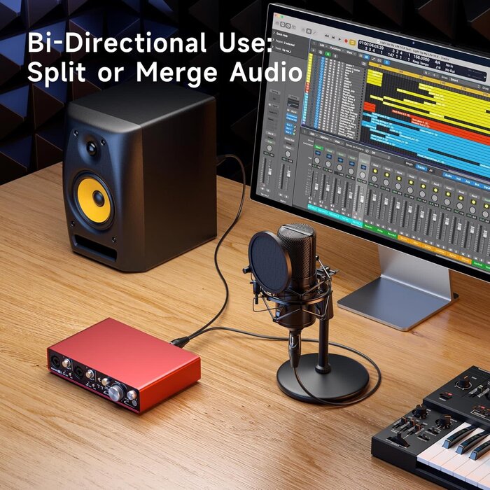 500028 - Cable Matters Balanced XLR Splitter Cable - 1.5ft / 0.5m, Male to 2 Female XLR Y Cable, Microphone Splitter 1 Male to 2 Female