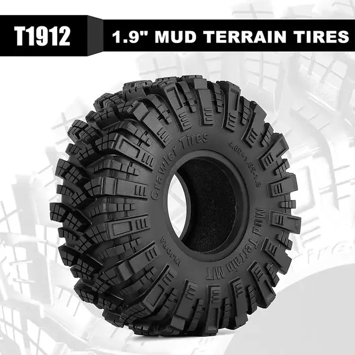 INJORA YQT-1912-S5 - INJORA 1/10 S5 Kraken Claw 1.9" 4.80" OD M/T Tires (4) (122x42mm)