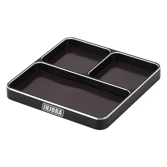 INJORA Tool-A02BK - INJORA 98x98x11mm CNC Aluminum Magnetic Screw Tray, Black