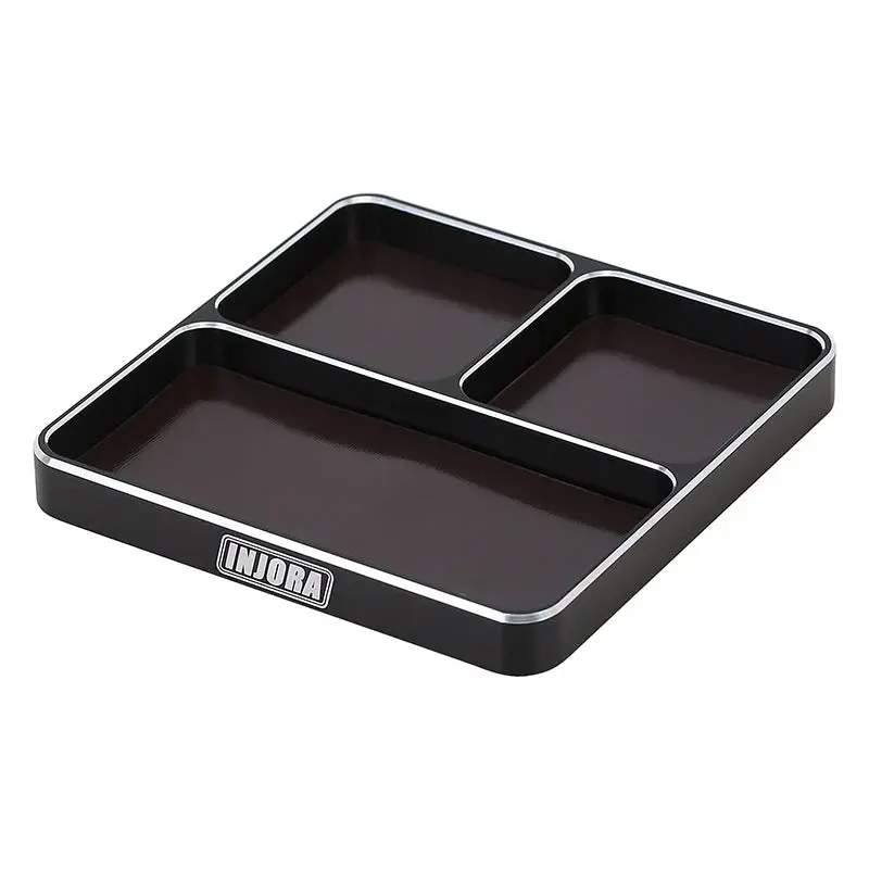 INJORA Tool-A02BK - INJORA 98x98x11mm CNC Aluminum Magnetic Screw Tray, Black