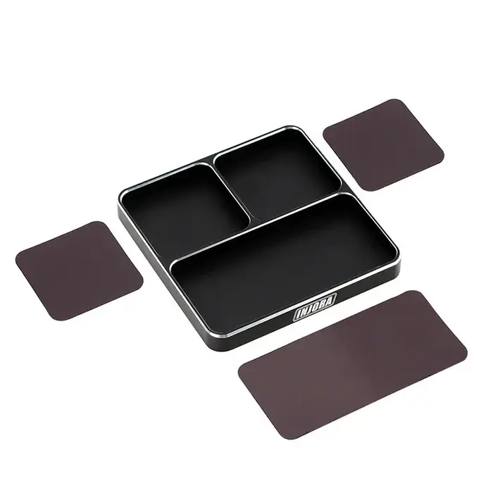 INJORA Tool-A02BK - INJORA 98x98x11mm CNC Aluminum Magnetic Screw Tray, Black